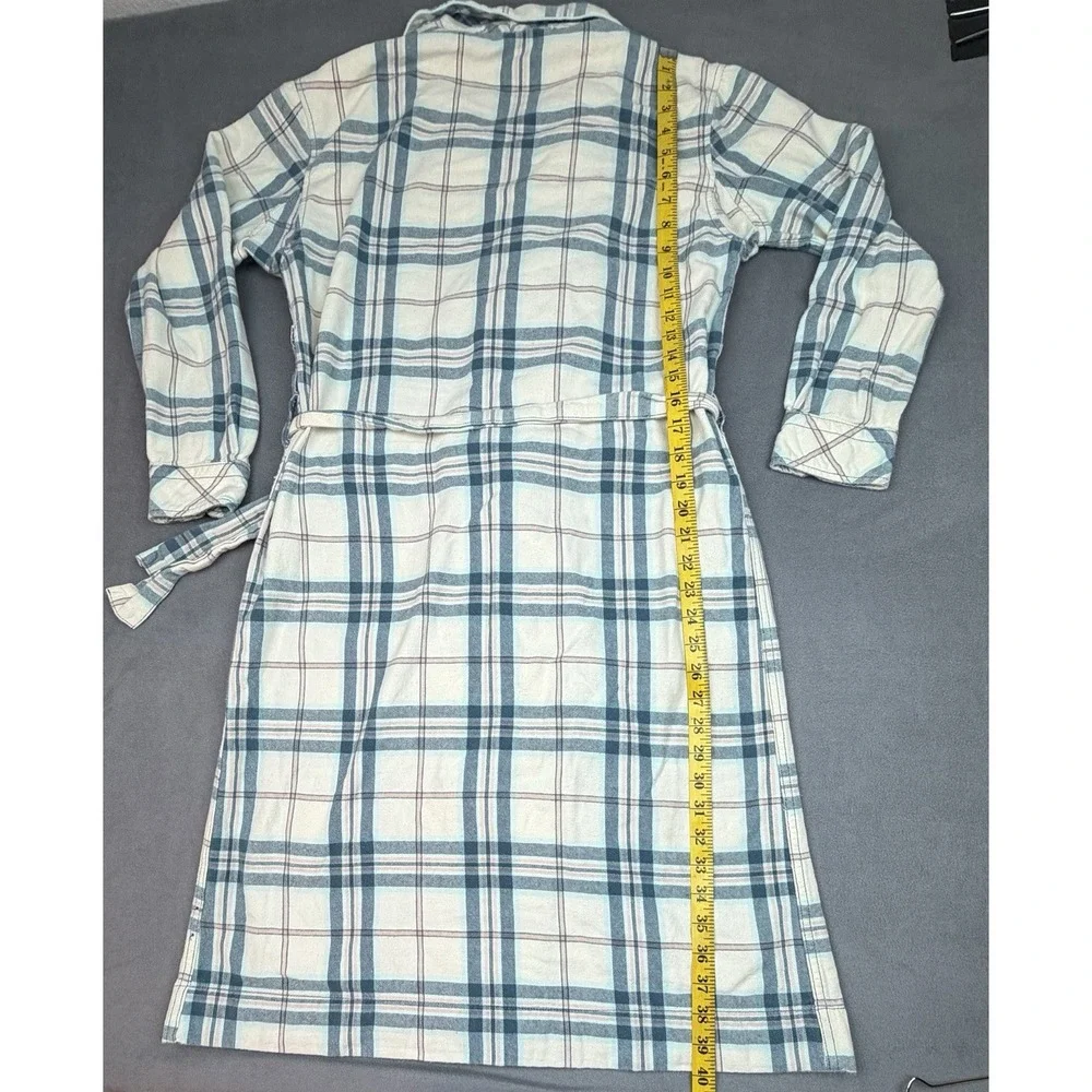 Vintage Duluth Trading Robe Women XS Gray Pink Lightweight House Flat Wraparound